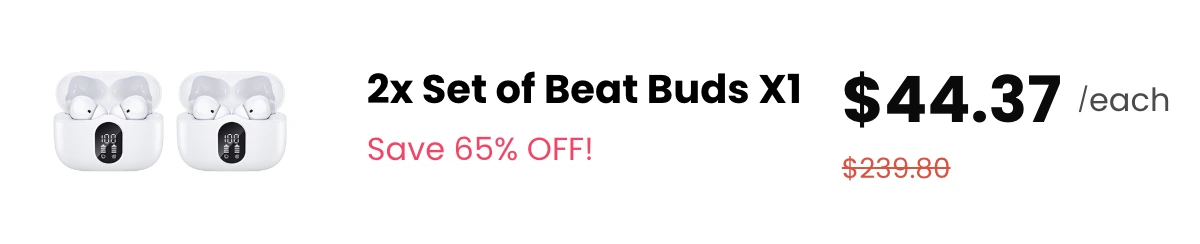 Double BeatBuds X1 Black Earbuds 65% discount package