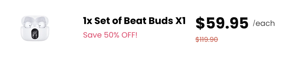 Single BeatBuds X1 Black Earbuds 50% discount package