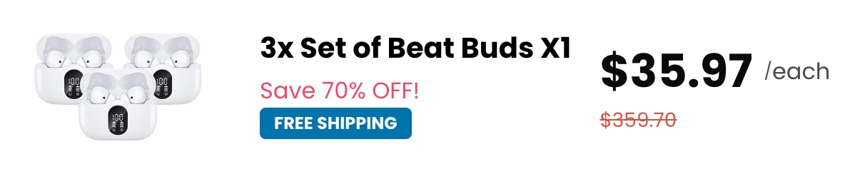 Triple BeatBuds X1 Black Earbuds 70% discount package